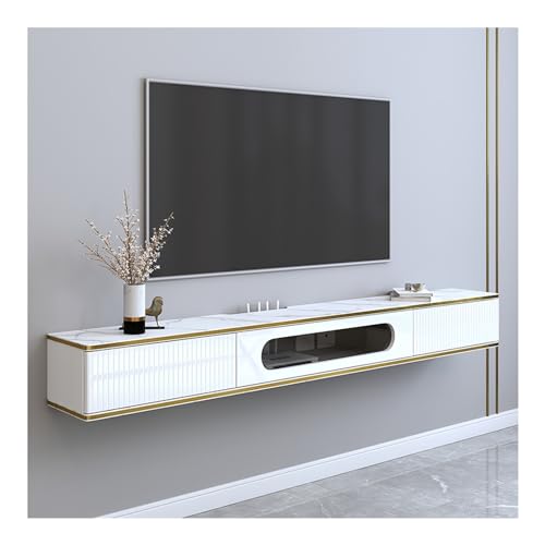 Moderne schwebende TV-Einheit, an der Wand montierter Lagerschrank, Kleiner Fernsehschrank für Wohnungen, Entertainment-Center, Medienkonsole (Farbe: Weiß, Größe: 120 cm) von WJYLM