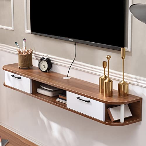 Schwebender Fernsehschrank, Hölzerne Wand-Fernsehschränke Mit Kabelführungsloch, Hängender Fernsehschrank Für Kleines Apartment-Schlafzimmer/Weiß/150Cm/Walnuss/120Cm von WJYLM