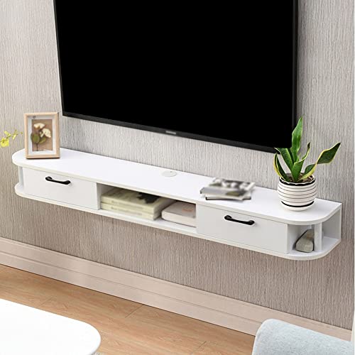 Schwebender Fernsehschrank, Hölzerne Wand-Fernsehschränke Mit Kabelführungsloch, Hängender Fernsehschrank Für Kleines Apartment-Schlafzimmer/Weiß/150Cm/Weiß/120Cm von WJYLM