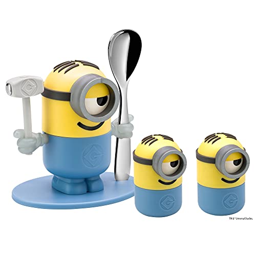 WMF Minions Eierbecher -Set 4-teilig, Becher mit Löffel, Salz und Pfefferstreuer, ab 3 Jahren, Kunststoff, bpa-frei von WMF