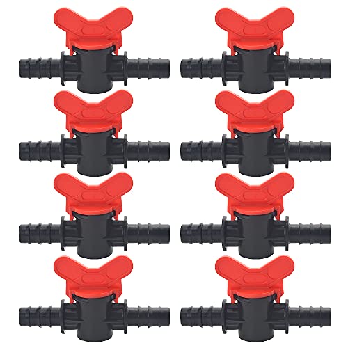 WMYCONGCONG Tropfbewässerungsschalterventil, 16 mm, Kugelhahn mit Widerhaken, für 1,27 cm (1/2 Zoll) Doppelstecker mit Widerhaken, Tropfbewässerung, Aquariumschlauch (8 Stück) von WMYCONGCONG