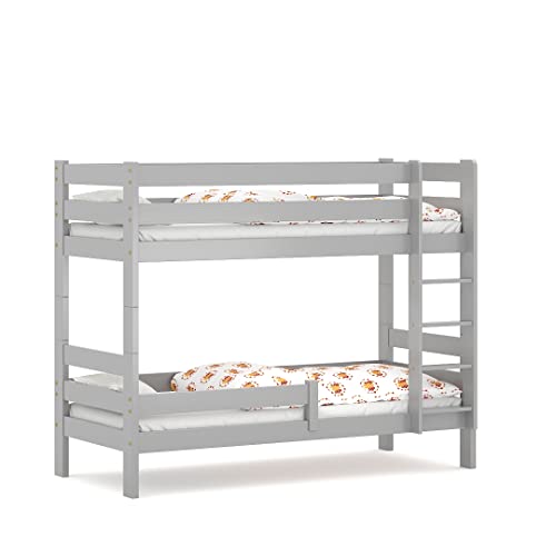 WNM Group 2in1 Etagenbett oder 2 Einzelbetten - Hochbett für Kinder Sophie - Stockbett mit Rausfallschutz und Lattenrost - Absturzsicherung Doppelstockbett - Jugendbett 80x160 cm - Grau von WNM Group