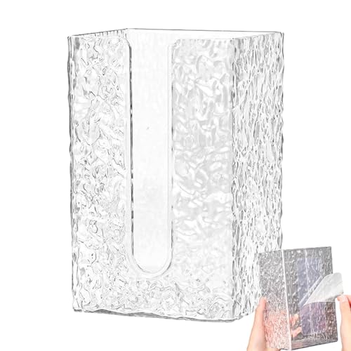 Tissue Box selbstklebend – Papierhandtuchspender im Stil von Wasserwellen, Wandhalterung, modern, einzigartig, transparent, für die Kommode im Badezimmer Wobblo von WOBBLO