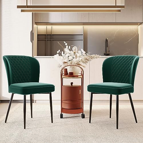 WODSOFTI Esszimmerstuhl (2 St), Dunkelgrün,Polsterstuhl Design Stuhl mit Rückenlehne,Sitzfläche aus Samt Gestell aus Metall von WODSOFTI