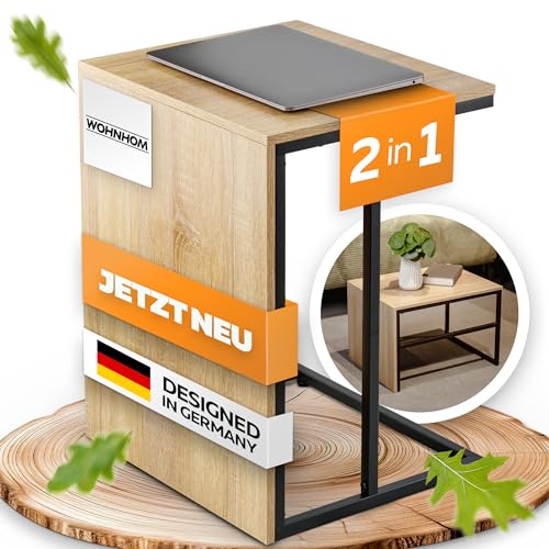 WOHNHOM Beistelltisch FRANK Kleiner Kombitisch [Auch als Couchtisch nutzbar] Coffee Table Holz Sofatisch Nachttisch Tisch Wohnzimmer Betttisch Couchbar von WOHNHOM