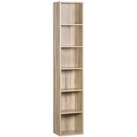 Bücherregal mit 6 Fächern, Würfelregal freistehend, Standregal, Büroregal Aufbewahrungsregal Aktenregal, aus Holzwerkstoff, 30x158,5x24 cm(BxHxT), von WOLTU