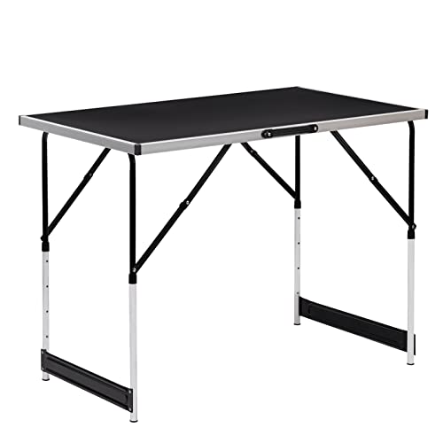 WOLTU® Campingtisch Klapptisch Gartentisch Arbeitstisch Balkontisch höhenverstellbar Aluminium Stahl MDF Schwarz CPT8121sz von WOLTU