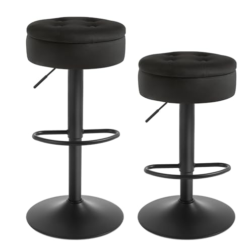 WOLTU Barhocker 2er Set, Sitzhocker mit Stauraum, Hocker höhenverstellbar 360° drehbar, Drehhocker für Kücheninsel Esszimmer Bar Küche Tresen, Samt Metall, Schwarz WOLTU Barhocker 2er Set, Sitzhocker mit Stauraum, Hocker höhenverstellbar 360° drehbar, Drehhocker für Kücheninsel Esszimmer Bar Küche Tresen, Samt Metall, Schwarz von WOLTU