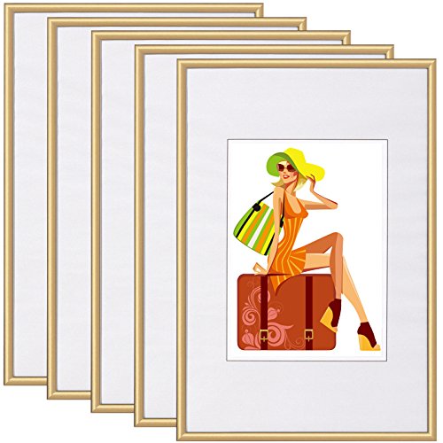 WOLTU Bilderrahmen 20x30 cm Set of 5 Fotorahmen aus Kunststoff mit Passepartout, Posterrahmen zum vertikalen oder horizontalen Aufhängen/Aufstellen, Collage Wanddeko, Gold WOLTU Bilderrahmen 20x30 cm Set of 5 Fotorahmen aus Kunststoff mit Passepartout, Posterrahmen zum vertikalen oder horizontalen Aufhängen/Aufstellen, Collage Wanddeko, Gold von WOLTU