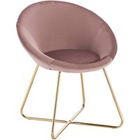 Esszimmerstühle 1x Küchenstuhl Polsterstuhl Wohnzimmerstuhl Sessel, Sitzfläche aus Samt, Goldene Metallbeine, Rosa - rosa - Woltu von WOLTU