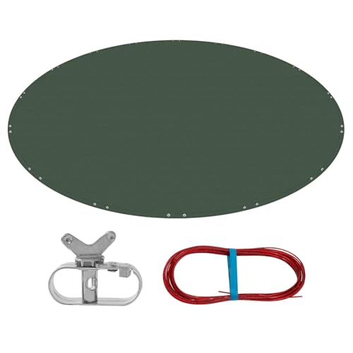 WOLTU Poolabdeckung Ø 460 cm für Rund Pools Ø 390-420 cm, Poolplane aus 200 g/m² PE, Pool Abdeckplane mit Ösen Drahtseil Aluminiumverschluss, wasserdichte Poolfolie für Sommer Winter, Grün von WOLTU