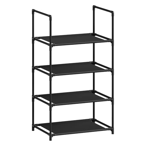 WOLTU Schuhregal – 4-Ebenen-Schuhaufbewahrungsorganisator mit schmalem Regal für Flur/Wohnzimmer/Korridor, Metallgestell, kompakte und abnehmbare Regale, 41x28x72 cm, Schwarz WOLTU Schuhregal – 4-Ebenen-Schuhaufbewahrungsorganisator mit schmalem Regal für Flur/Wohnzimmer/Korridor, Metallgestell, kompakte und abnehmbare Regale, 41x28x72 cm, Schwarz von WOLTU