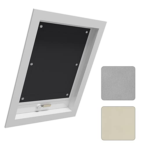 WOLTU Thermo Dachfenster Rollo ohne Bohren Sonnenschutz Verdunkelungsrollo mit Saugnäpfen, Thermorollo Hitzeschutz für Dachfenster 60x73 cm, Schwarz von WOLTU