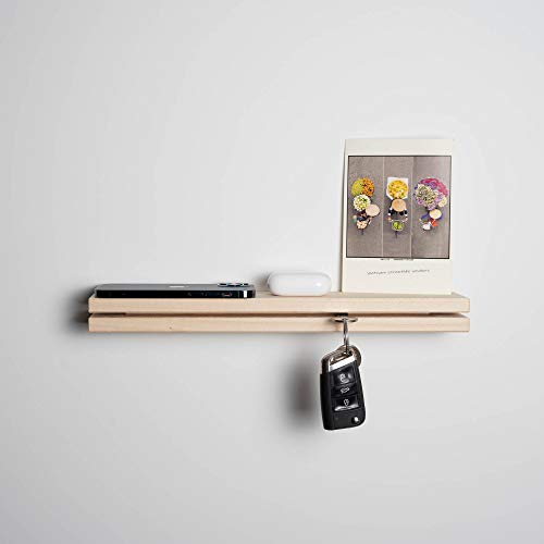 WOODS Schlüsselbrett Holz mit XXL Ablage | handgefertigt in Bayern | mehrere Holzarten und Ausführungen zur Auswahl | Schlüsselablage Schlüsselhalter Schlüsselleiste Schlüsselboard (Ahorn, 35cm) von WOODS