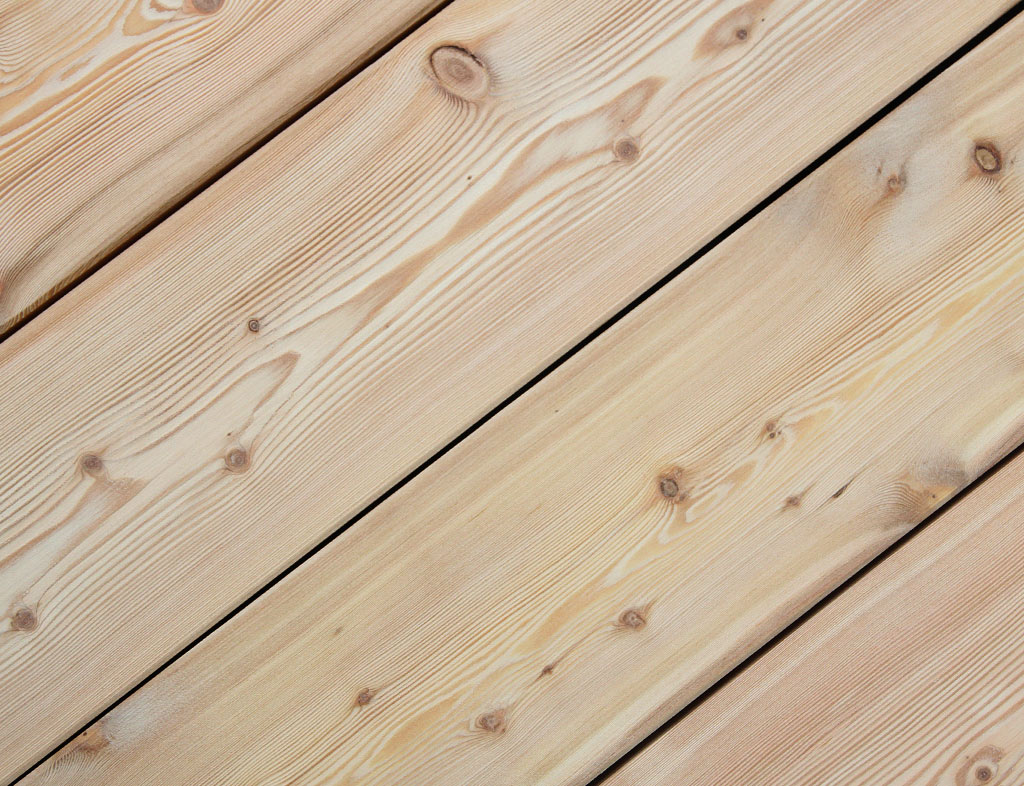 WOODTEX Terrassendiele Sibirische Lärche - Stärke/Breite 24x143 mm, glatt, Kanten gefast, beidseitig verwendbar von WOODTEX