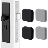 4 Silikon-Türgriffe, quadratischer Wandschutz für Griffe, Puffer-Türstopper (schwarz x2, grau x2) von WOOSIEN