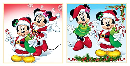 2 Pack 5D Diamond Painting Diamant Malerei Painting Bilder, Wowdecor Mickey Maus Weihnachten Zeichentrickfigur Full Set Groß DIY Diamant Gemälde Malen Nach Zahlen von WOWDECOR