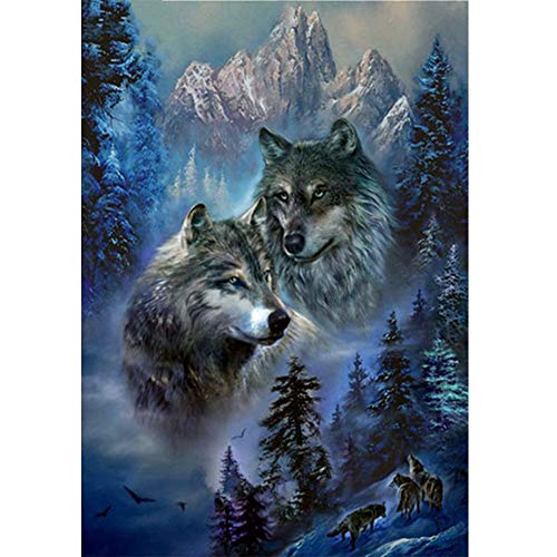 5D Diamond Painting Diamant Malerei Painting Bilder, Wowdecor Wölfe Familie Wald Tiere Full Set Groß DIY Diamant Gemälde Malen Nach Zahlen von WOWDECOR