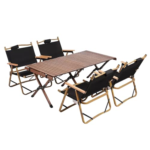 WRYsqbhjyb Campingtisch mit Stühlen, Klappbarer Campingtisch aus Holz mit Tasche, Camping Table für Draußen und Drinnen, Picknick, Grillen und Party (Size : 47.2x23.6x16.9in) von WRYsqbhjyb