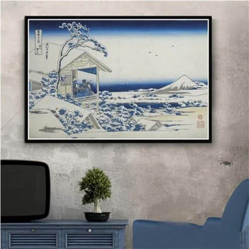 Leinwanddruck Kanagawa Ansichten Mount Katsushika Welle Leinwand Malerei Poster Und Drucke Wandbilder Für Wohnzimmer Dekoration Home Decor Geschenk, 70 X 100 cm Ohne Rahmen von WSJIJY