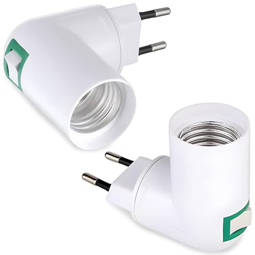 2 Stück E27 Lampenfassung mit Stecker Eu-Stecker E27 Sockel Adapter 180° Drehung E27 Adapter Steckdose E27 Lampenfassung Steckdose Lampenfassung e27 tSeckdose Lampenfassung e27 mit Stecker von WUIOWPPIC