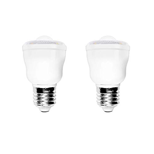 WULUN 2er Pack LED Infrarot Bewegungsmelder Lampe Smart Birne Bewegungsmelder Nachtlicht für Sicherheit, E27 Sockel, 2W, 3000K Warmweiß, Auto On/Off für Flur, Garten von WULUN