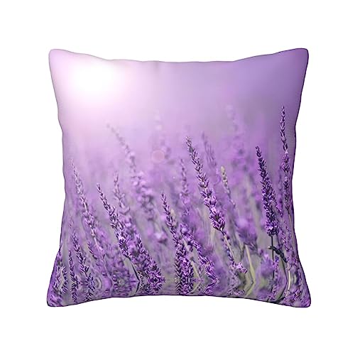 WURTON Weiches, quadratisches Kissen, romantischer violetter Lavendel-Druck, für Sofa, Couch, Bett, Stuhl, 45,7 x 45,7 cm von WURTON