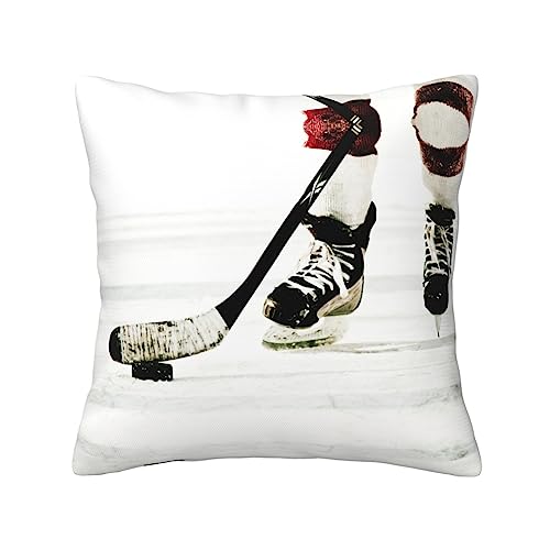 WURTON Weiches, quadratisches Kissen mit Eishockey-Muster, für Sofa, Couch, Bett, Stuhl, 45,7 x 45,7 cm von WURTON