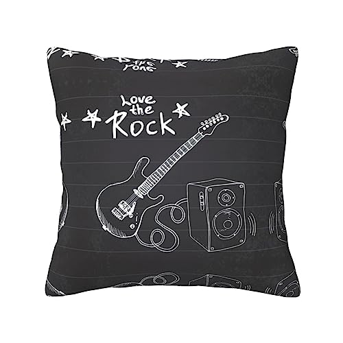 WURTON Weiches, quadratisches Kissen mit Rock-Druck, für Sofa, Couch, Bett, Stuhl, 45,7 x 45,7 cm von WURTON