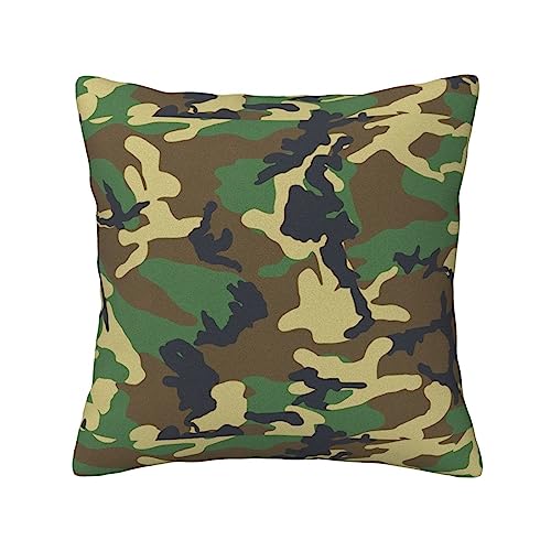 WURTON Weiches, quadratisches Kissen mit grünem Militär-Camouflage-Druck, für Sofa, Couch, Bett, Stuhl, 45,7 x 45,7 cm von WURTON