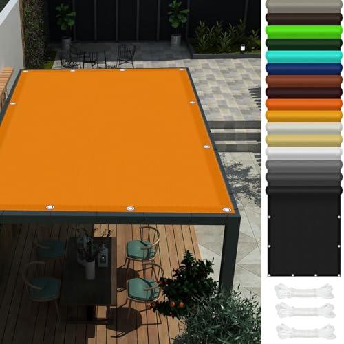 Sonnensegel Nach Maß mit Ösen 4.4 x 5 m PES Polyester mit UV Schutz Markisenstoff Sichtblende Balkonstoff für Garten Terrasse Balkon, Orange von WUXXIANG