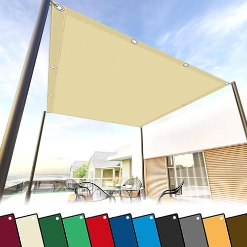 Sonnensegel Quadratisch Wasserdicht 1.6 x 8.5 m (Nach Mass) Premium Polyester Sonnensegel für Gartenpavillon für Garten Rasen Camping, Sandgelb von WUXXIANG