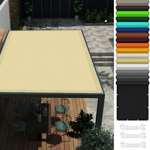 Sonnensegel Wasserdicht Rechteckig mit Ösen 2 x 5.5 m 98% Uv-Schutz, Reißfest Balkon Sonnensegel Sonnenschutz Markise für Outdoor Partys, Sandgelb von WUXXIANG