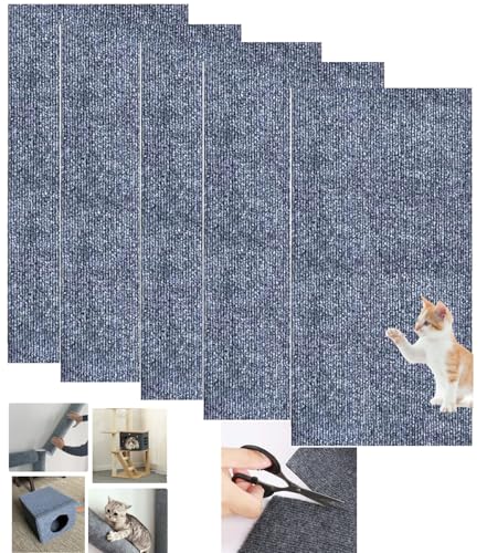 WUZILIN Katze Kratzmatte,Katze Wand Stracther, vielseitige Selbstklebende Ersatz einfache Verwendung für Katze Bäume, Katze Wand Möbel, Kratzbäume, und Couch Schutz (Hellgrau, 30 * 60cm 5er-Pack) von WUZILIN