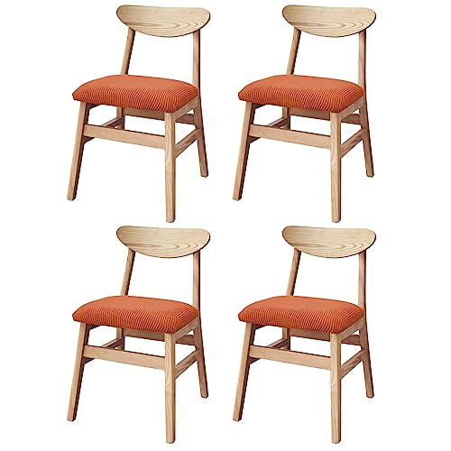 WWYL Stretch Jacquard Stuhl Sitzbezüge für Esszimmer, Stuhlhussen 2/4/6 Stück Stretch Spandex Jacquard Esszimmerstuhl Sitzbezüge, herausnehmbarer waschbarer (Orange,4er Set) von WWYL