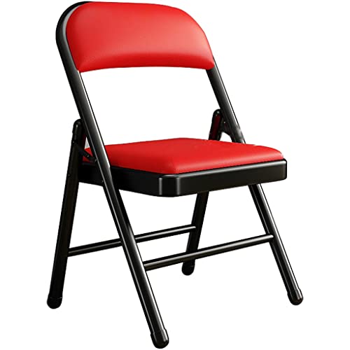 Robuster und Stabiler Klappstuhl für zu Hause, Leichter und bequemer Stuhl mit Rückenlehne, Faltbarer und tragbarer Aktivitätsstuhl, einfach zu verstauende Esszimmerstühle(Color:Black red) von WXBHOZ