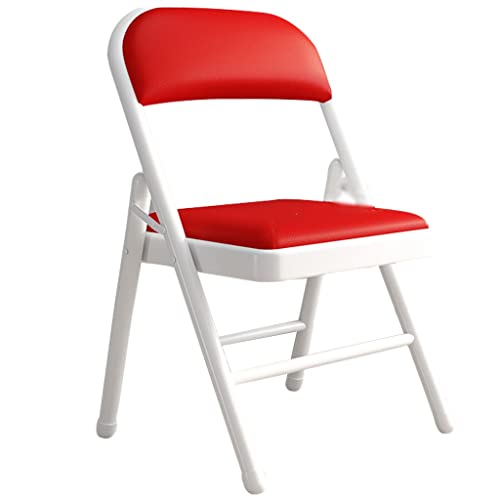 Robuster und Stabiler Klappstuhl für zu Hause, Leichter und bequemer Stuhl mit Rückenlehne, Faltbarer und tragbarer Aktivitätsstuhl, einfach zu verstauende Esszimmerstühle(Color:White red) von WXBHOZ