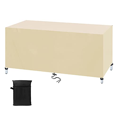 Gartenmöbel Abdeckung 100x100x75cm Beige Patio Rattan Möbel Schutzhülle, Abdeckplane für Gartenmöbel Outdoor Wasserdicht, 420D Oxford Gewebe Abdeckhaube Gartentisch für Stühle Möbelsets und Sofa von WXWYGNY