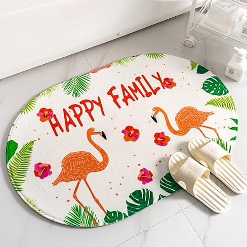 Badezimmermatte Flamingo Orange Blume rutschfeste Badematte Saugfähige Bath Mat Weich Flauschig Duschteppich Waschbar Badvorleger Badezimmerteppich Duschvorleger rutschfest (50x80cm) von WXYDDXC