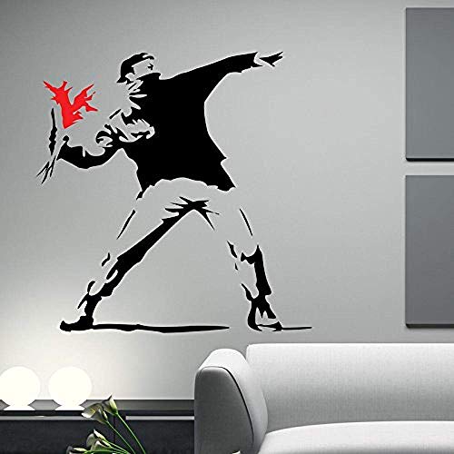 Banksy Graffiti Style Rogue Und Flower Wandaufkleber Kunst Wandtattoo Wanddekoration Gemälde Vinyl Aufkleber 60 * 60Cm von WYFCL