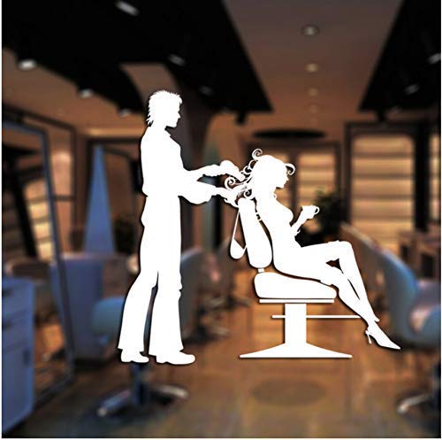 Friseur Sex Mädchen Dame Friseursalon Wandaufkleber Haarschneiden Wandtattoo Friseur Shop 58X58Cm von WYFCL