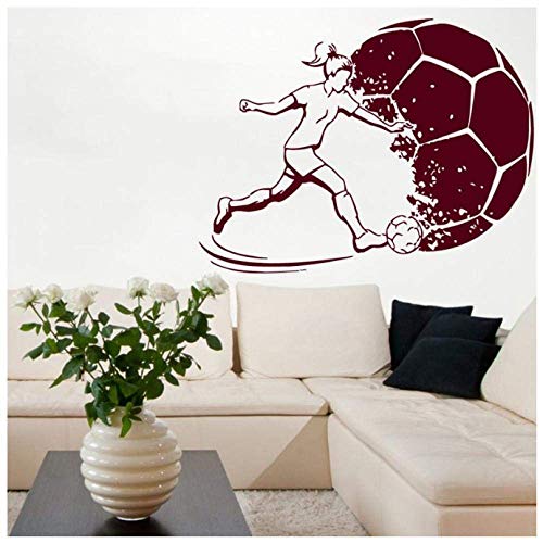 Fußball Frauen Aufkleber Sport Fußball Aufkleber Helme Mädchen Kinderzimmer Name Poster Vinyl Wandtattoos Fußball Aufkleber 58X77Cm von WYFCL