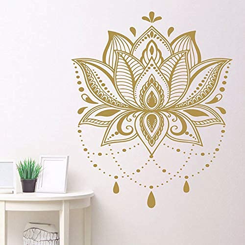 WYFCL Lotus Mandala Wandtattoo Vinyl Home Wohnzimmer Schlafzimmer Dekoration Böhmische Yoga Blume Aufkleber Wandbild 57X69Cm von WYFCL