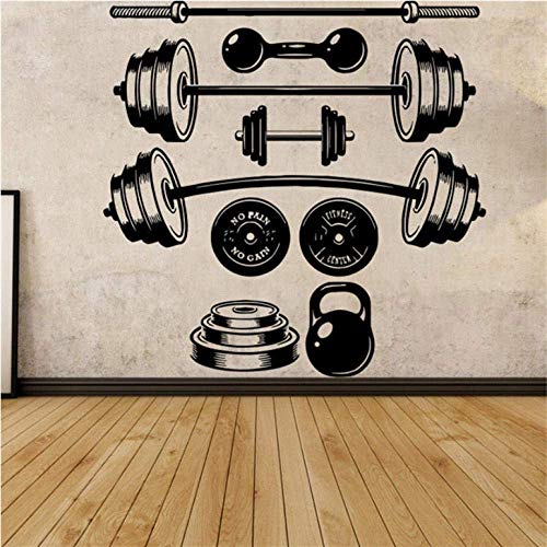 WYFCL Neue Gym Wanddekoration Vinyl Aufkleber Wandtattoo Logo Hanteln Gym Workout Wandbild Abnehmbare Wand Vinyl Aufkleber 58 * 59Cm von WYFCL