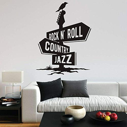 WYFCL Rock Country Country Jazz Wandtattoo Krähe Gitarre Musik Spaß Vinyl Wandtattoo Vinyl Wandkunst Aufkleber Für Zuhause Schlafzimmer Dekoration75X57Cm von WYFCL