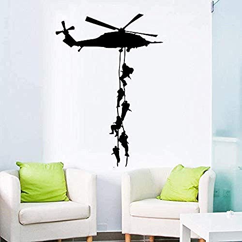 Wall Sticker Military Vinyl Decor Wall Sticker Helicopter For Boys Army Room Art Decoration Removable 77X55Cm von WYFCL