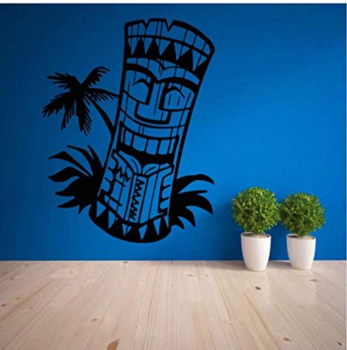 Wandaufkleber Tiki Bar Dekoration Wandtattoo Wohnzimmer Home Decoration Wasserdichte Kunst Aufkleber Tapete Totem Island Hawaii Maske Kultur 42X55Cm von WYFCL