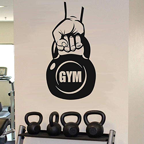 Wandaufkleber Wandtattoos Tapete Fitness Aufkleber Kettlebell Workout Body Sport Motivierende Tür Fenster Aufkleber Fitnessstudio Trainingsraum 42X81Cm von WYFCL