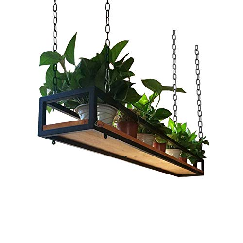 WYFZT Deckenregal Hängend Küche Bar, Stabiler Deckenhänger, Küchenhänger, Hängeregal für Blumen Pflanzen Blumenstand Topfhänger Pfannenhänger Decke, Massivholz und Metalleisen (Size : 100×25×15cm) von WYFZT