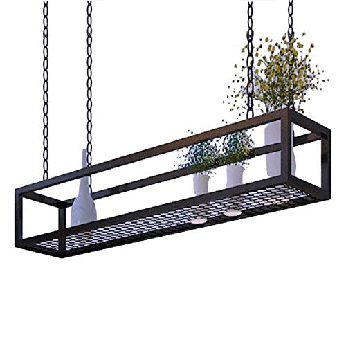 WYFZT Deckenregal Hängend Küche kücheninsel Pot Pan Rack Hängende Regale Kreative Decken-blumenständer Kochgeschirr Aufhänger Lagerung for Bar Keller Garage Restaurant, schwarz Metall Eisenrahmen von WYFZT